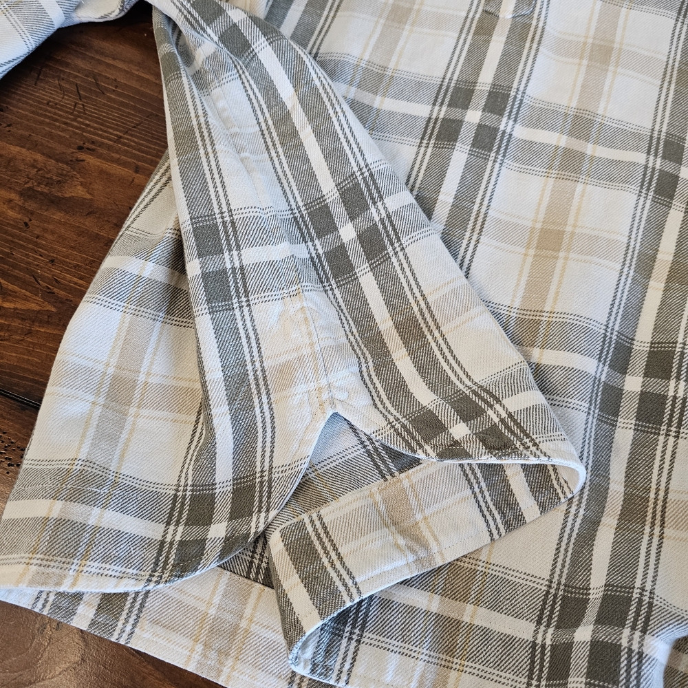 L.L. Bean Plaid Beige/Green Hemp/Cotton Loose Fit Pullover Women's Sz Large NWT - Picture 7 of 9